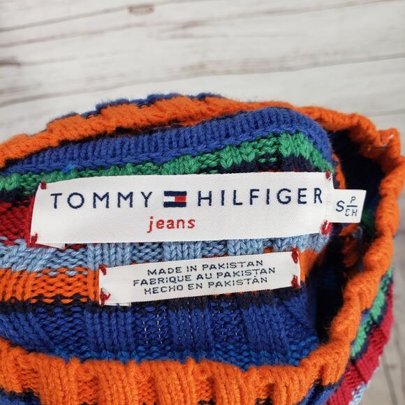 Tommy Hilfiger Women's Multicolor Stripe 100%Cotton Mock Neck Sweater Size S/P - Picture 7 of 11